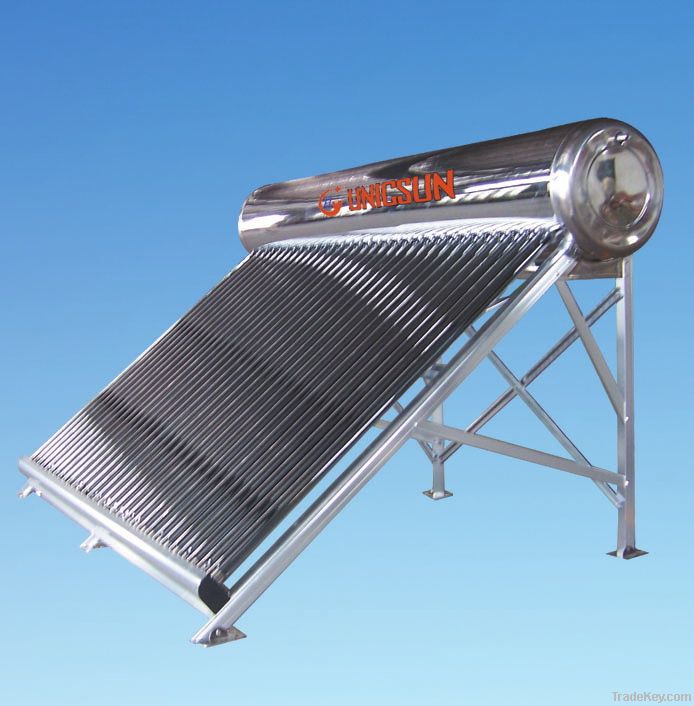 unpressurized solar water heater with stainless steel