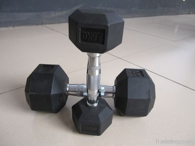 rubber coated hex dumbbell