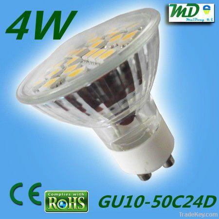 2012 CE RoHS 230V 4W 24 SMD Power 5050 LED GU10 Light Bulb