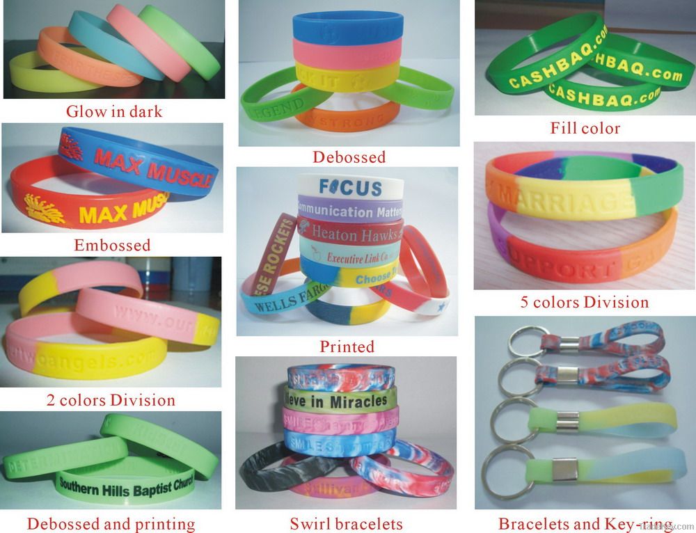 LOGO customized silicone bracelet enviromental with RoHS/CE