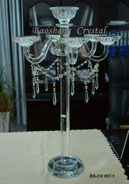 Latest Tall 7 Arms Crystal Candelabra with flower bowl for Wedding Centerpieces