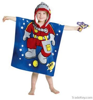 100% cotton reactive printing hooded beach towel, poncho