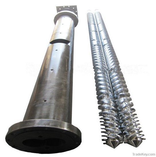 Conical twin screw barrel for PP/PE products