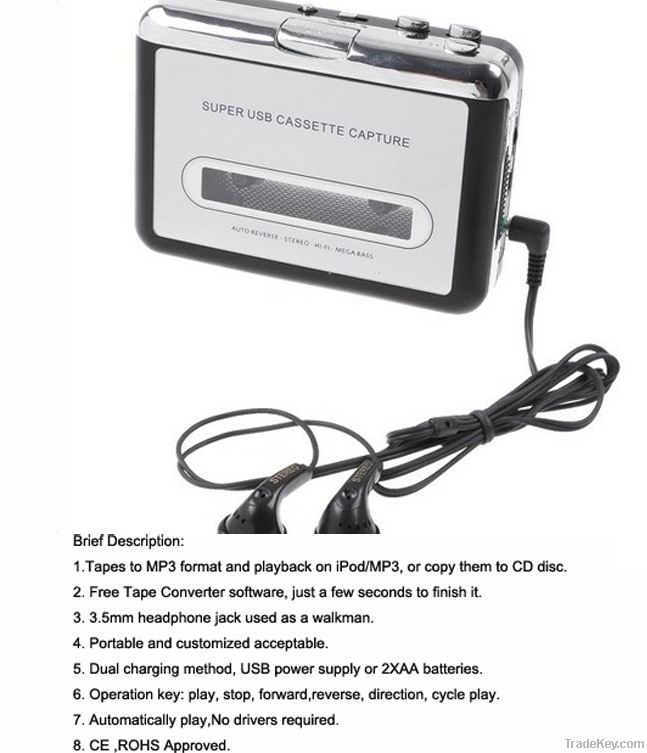 portable USB Cassette Tape to MP3 CD Player
