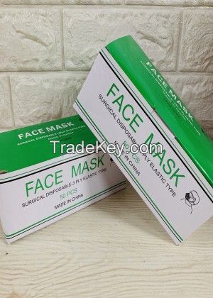 Disposable Nonwoven EarLoop 3 ply Surgical Face Masks