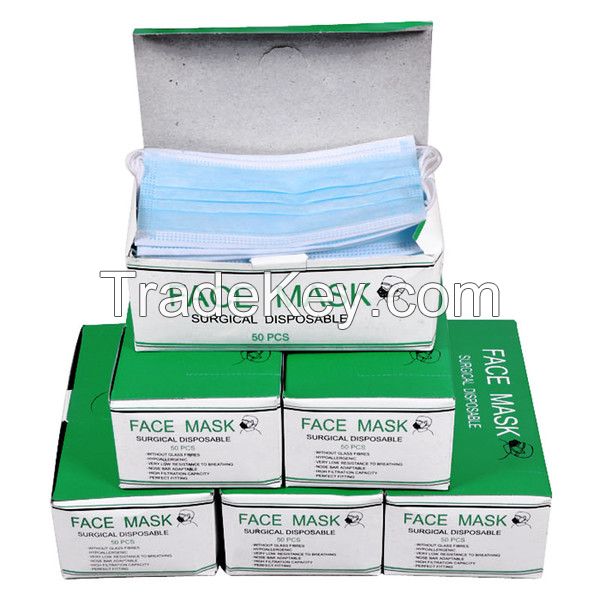Protection from novel coronavirus Disposable medical 3 layer face mask / 3 ply surgical face mask with earloop