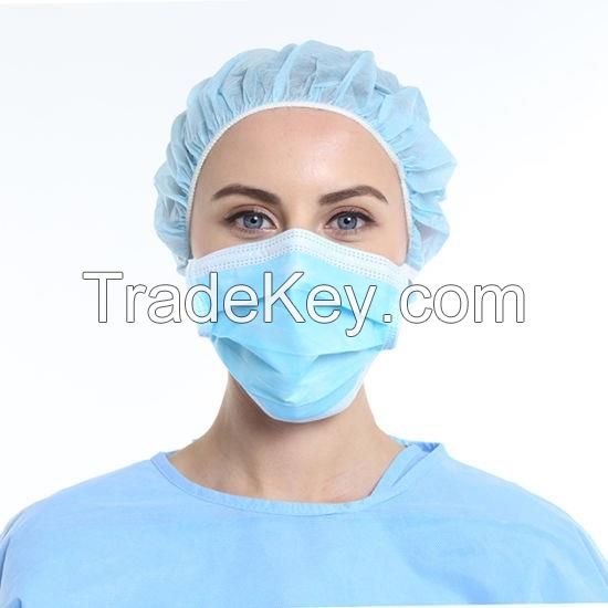 Protection from novel coronavirus Disposable medical 3 layer face mask / 3 ply surgical face mask with earloop 