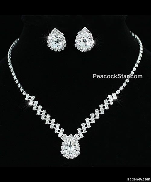 Bridal 5 Carat Crystal Necklace Earrings Set CS1193