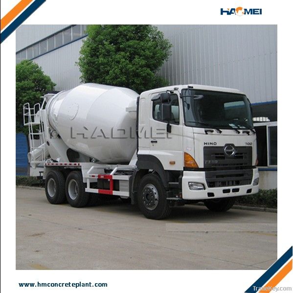 Self loading concrete mixer truck