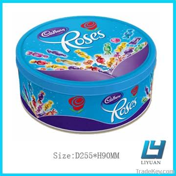 Round tin candy box