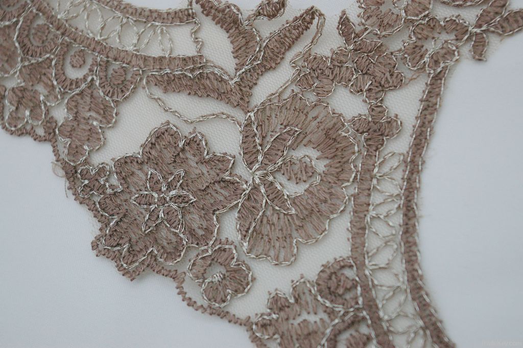 Wedding dress ivory lace trim