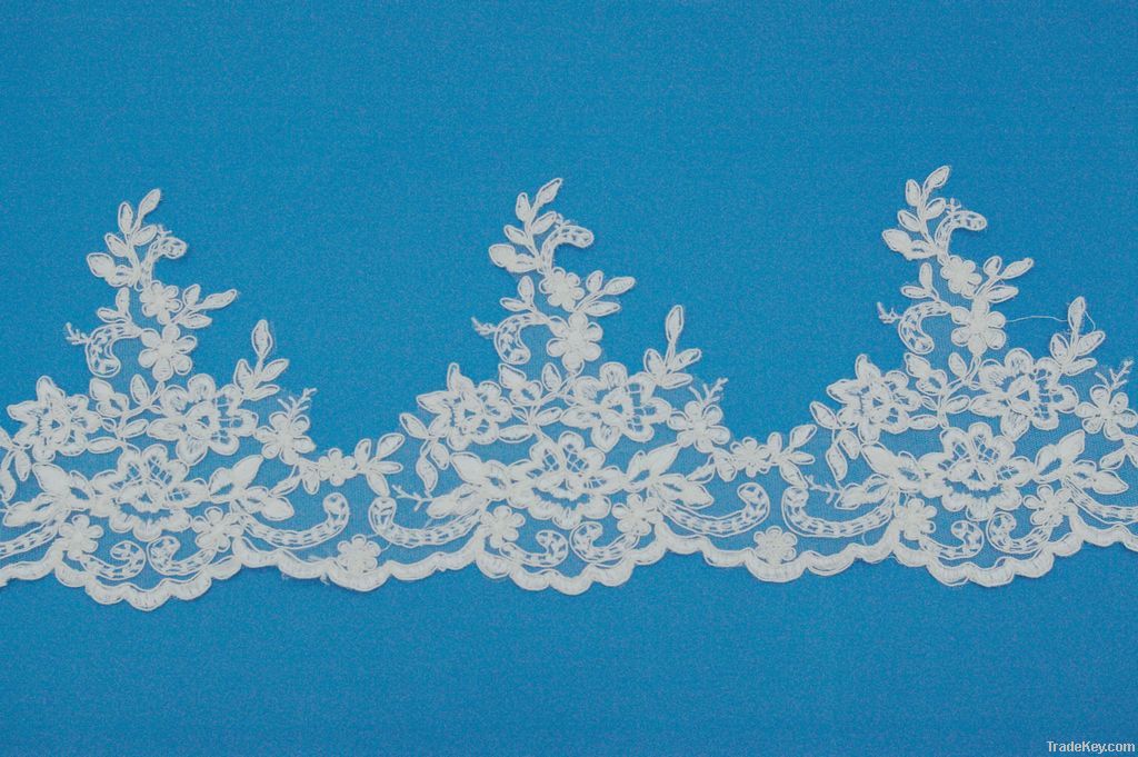 Lace Embroidery Corded Lace Edging Trim White