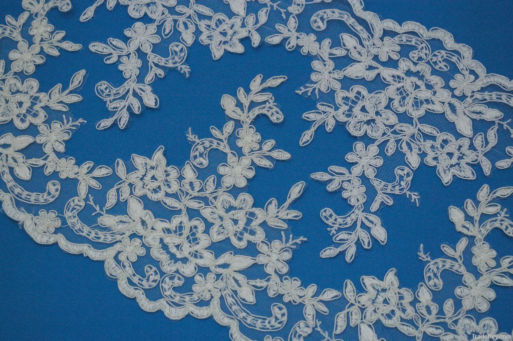 Lace Embroidery Corded Lace Edging Trim White