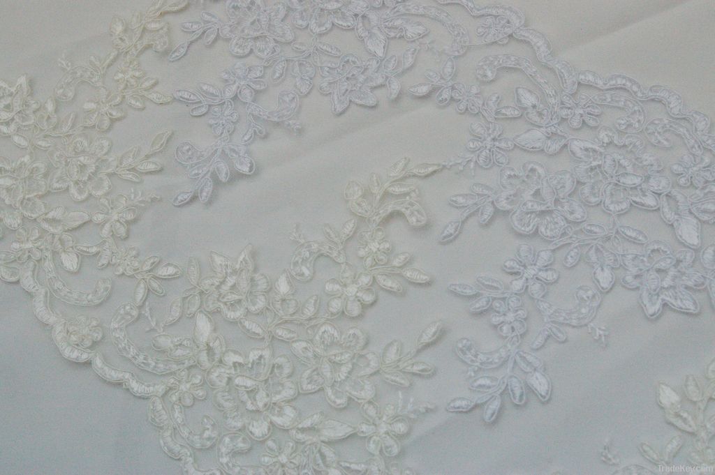 Lace Embroidery Corded Lace Edging Trim White