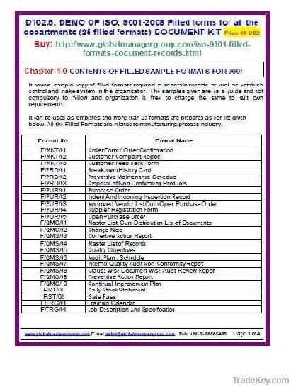 Filled Forms For Quality Management System