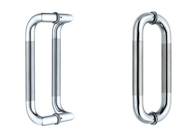 Polished chrome shower door handle for shower enclosure