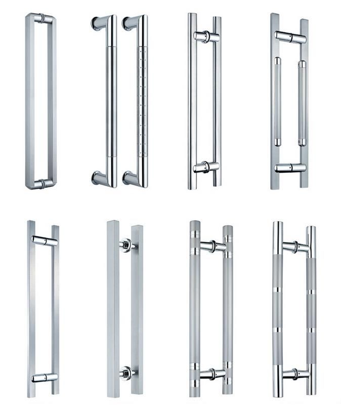 Polished chrome shower door handle for shower enclosure