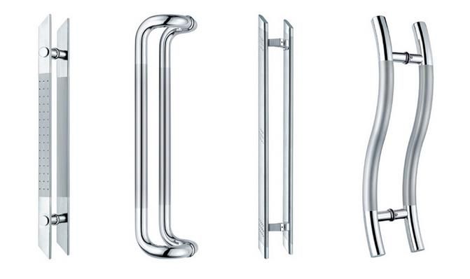 Polished chrome shower door handle for shower enclosure