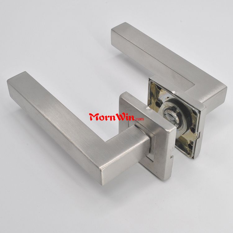 Stainless Steel Square Lever Door Handle With Escutcheon