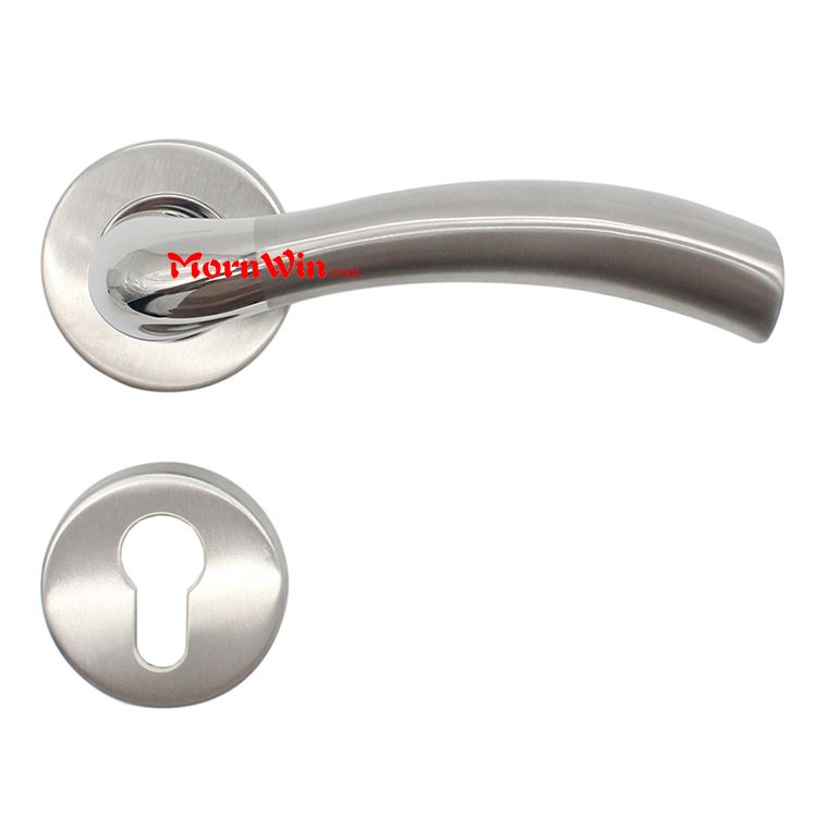Satin and Polished stainless steel square tube lever door handle
