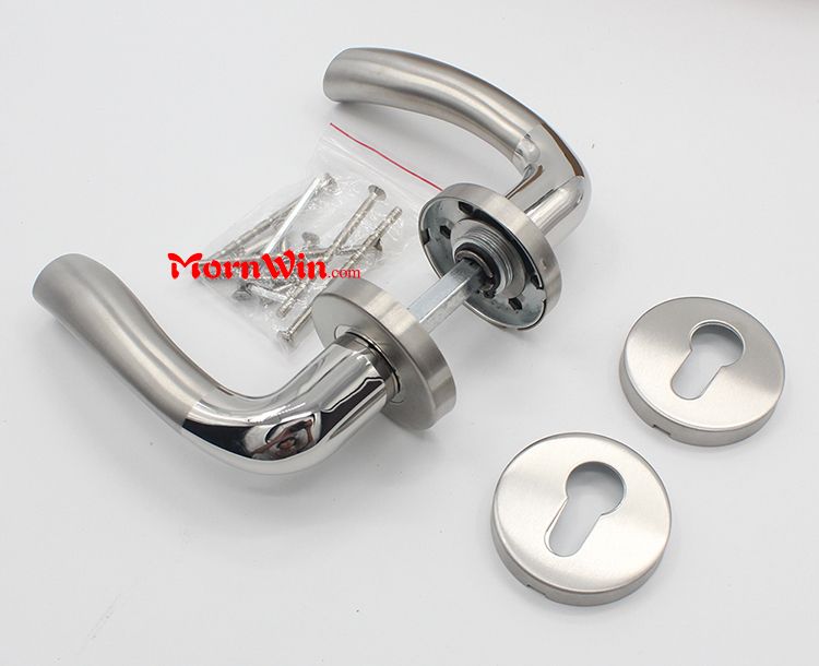 Satin and Polished stainless steel square tube lever door handle