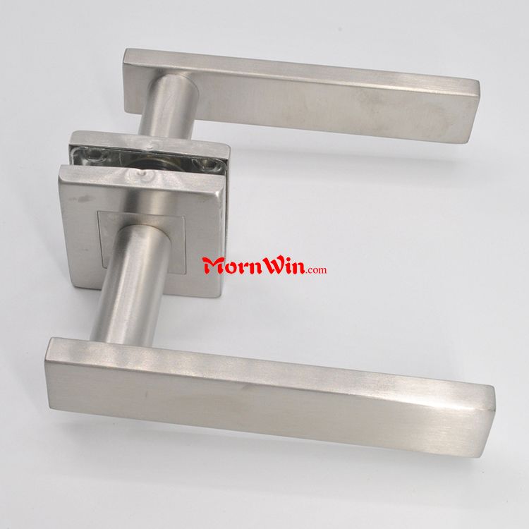 Stainless Steel Square Lever Door Handle With Escutcheon