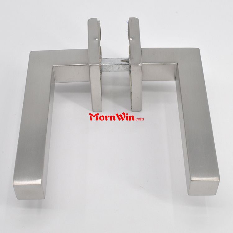 Stainless Steel Rectangular Lever Handle On Square Rose For Interior Door
