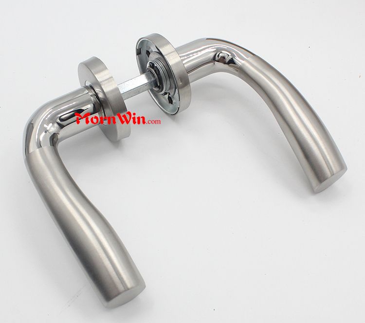 Satin and Polished stainless steel square tube lever door handle