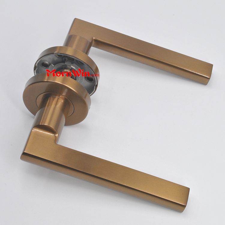 Antique Brass Plated Finish Stainless Steel Door Handle,AB lever door handle on rose for timber door