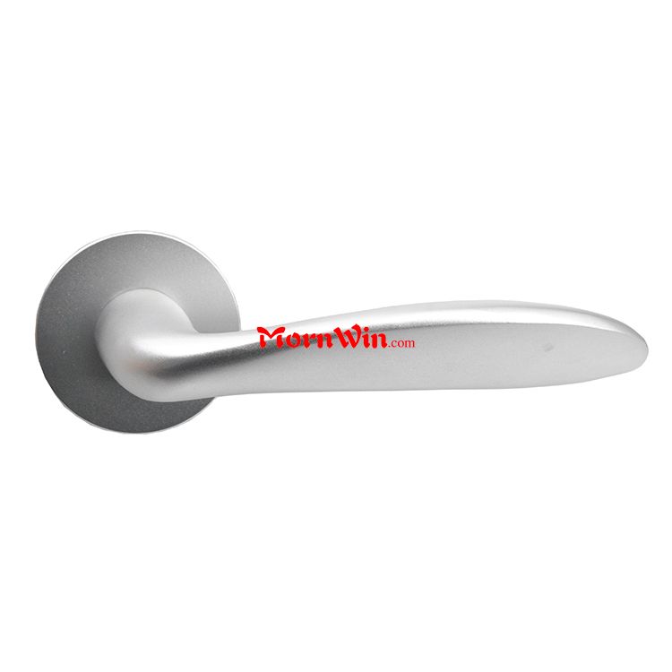 Round Rose Lever Door Handles With Curved Angles And Straight Handle Aluminium