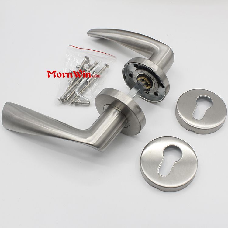 Stainless steel modern crank solid lever door handle for interior door