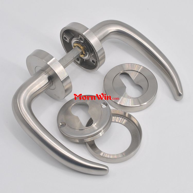 Beautiful double sided stainless steel high security solid lever lock set glass door handle for interior doors price