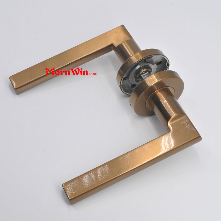 Antique Brass Plated Finish Stainless Steel Door Handle,AB lever door handle on rose for timber door