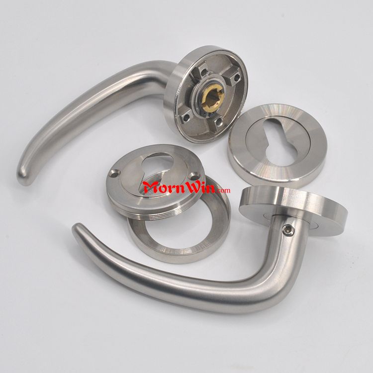 Beautiful double sided stainless steel high security solid lever lock set glass door handle for interior doors price