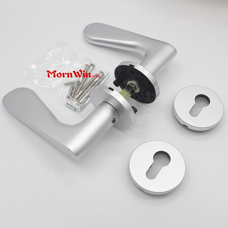 Aluminium Straight Lever Rose Door Handles For Entry Door