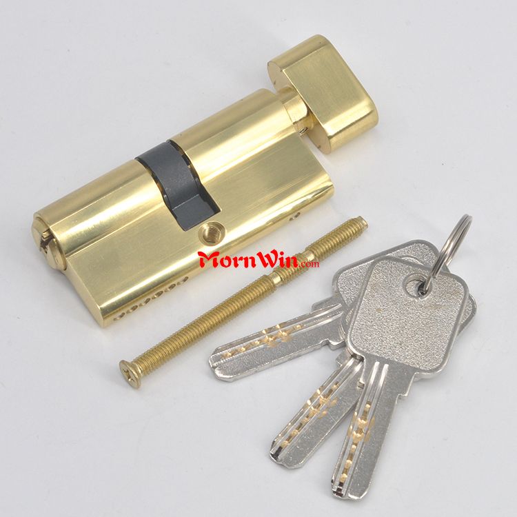 Polished Entrance Security Double Brass Door Lock Euro Profile Cylinder