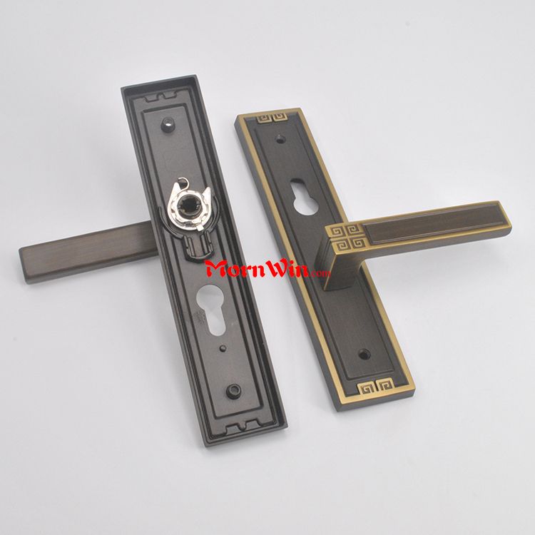 Luxury Interior Door Handle On Plate Brass Mortise Door Handle Lock Flush Mount Door Handle