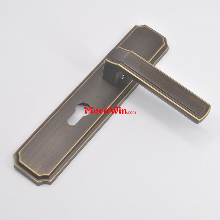 High Quality Lever Brass Door Handle On Plate Brass Door Handle