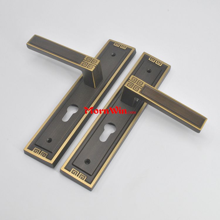 Luxury Interior Door Handle On Plate Brass Mortise Door Handle Lock Flush Mount Door Handle