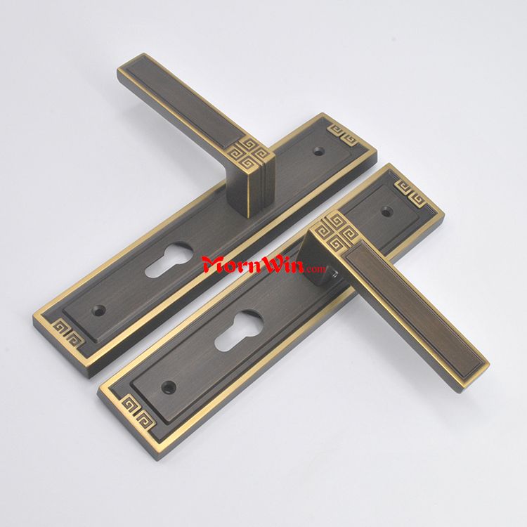 Luxury Interior Door Handle On Plate Brass Mortise Door Handle Lock Flush Mount Door Handle