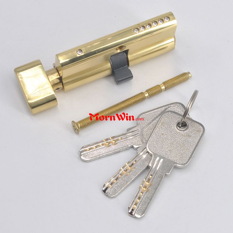 Polished Entrance Security Double Brass Door Lock Euro Profile Cylinder