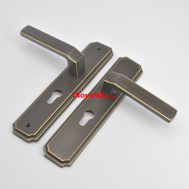 High Quality Lever Brass Door Handle On Plate Brass Door Handle