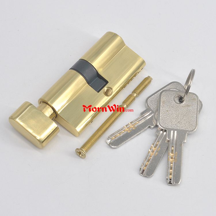 Polished Entrance Security Double Brass Door Lock Euro Profile Cylinder