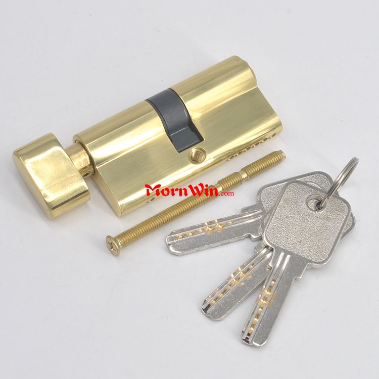 Polished Entrance Security Double Brass Door Lock Euro Profile Cylinder