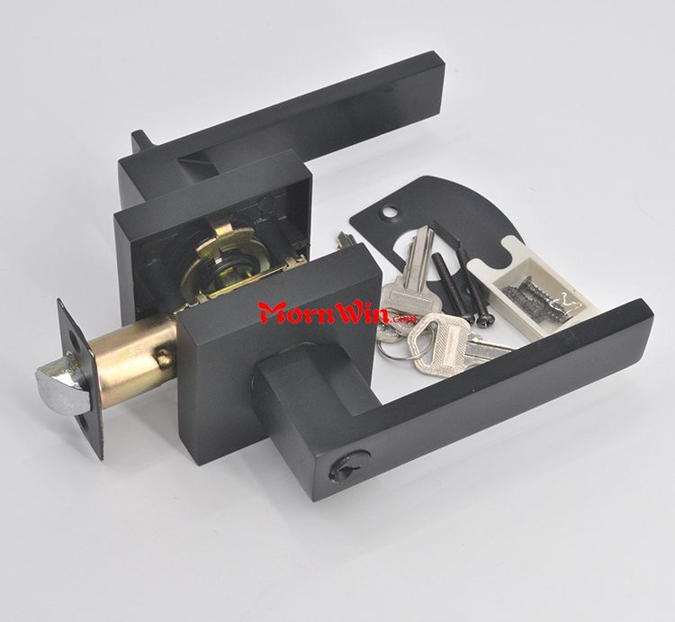 New Design tubular leverset door handle locks heavy duty black finish passage lever handle lock