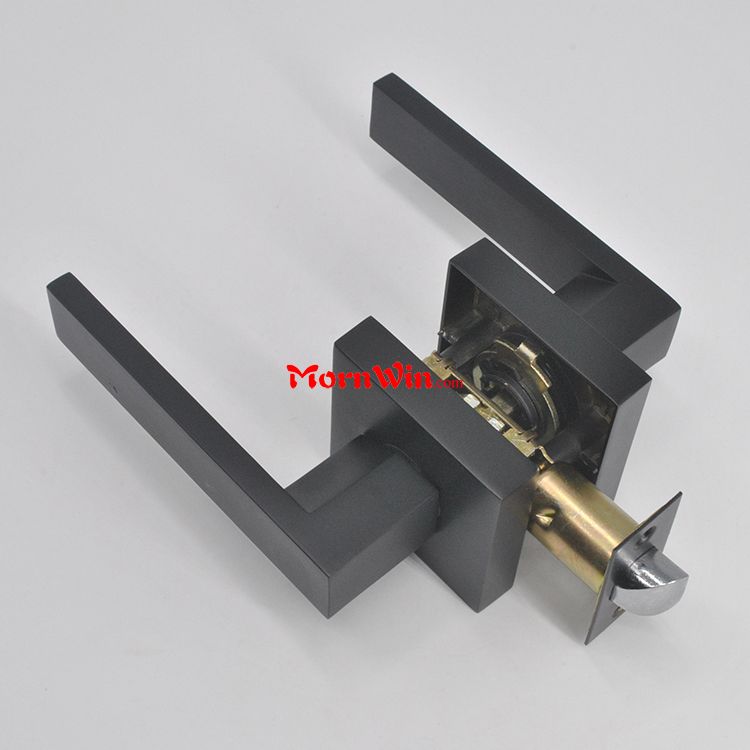 Tubular Lever Handle Interior Doors Matte Black Passage function Door Lock