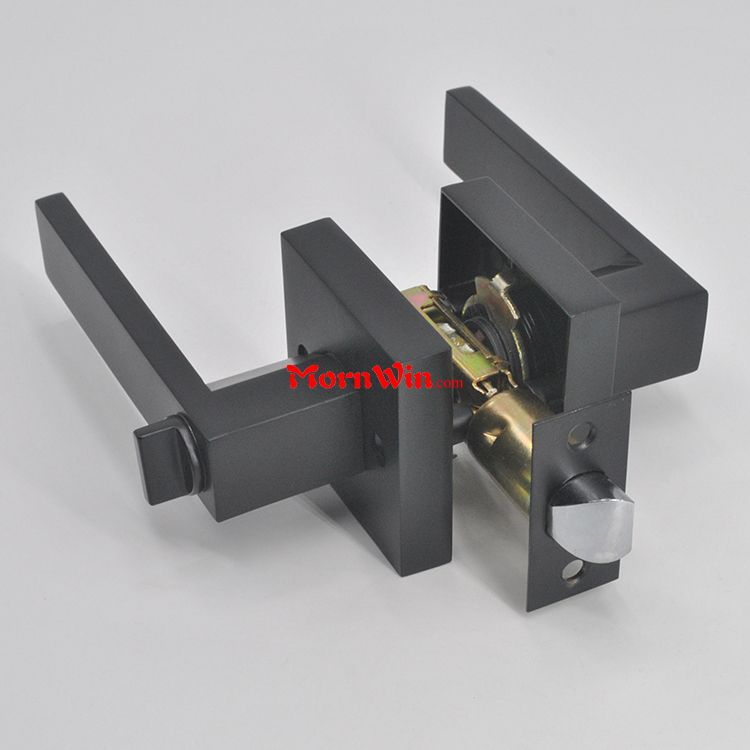 Tubular Lever Handle Interior Doors Matte Black Passage function Door Lock