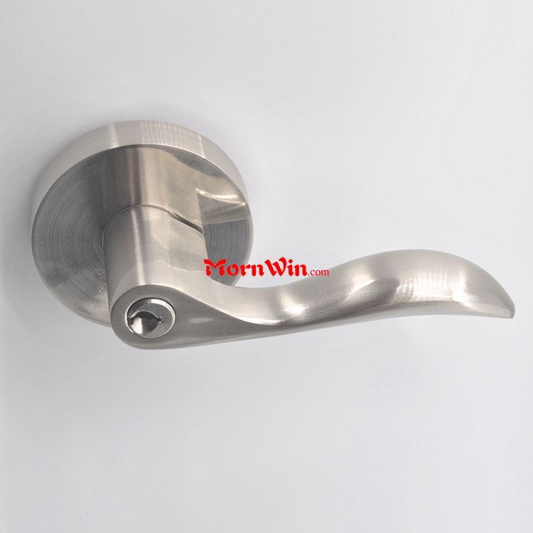 HOT SALE!!! Curved/wave handle main entrance door locks satin nickel tubular lever set door handle for Steel & Wooden Doors