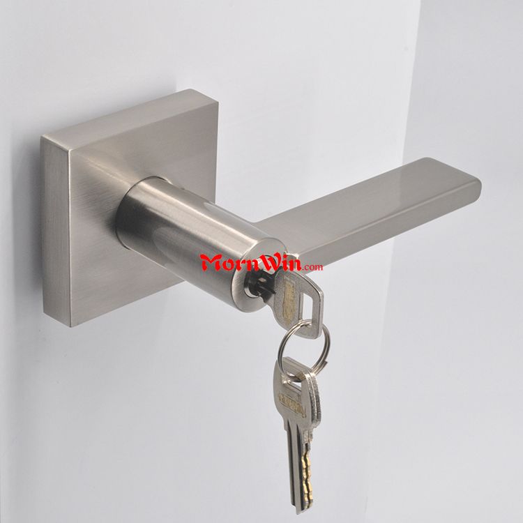 China zinc alloy heavy duty tubular bathroom privacy satin nickel lever handle door lock