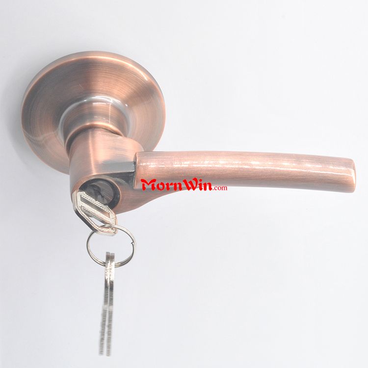 Antique Brass Zinc Alloy Bathroom Sliding wooden door Tubular Lever Handle Door Lock with keys